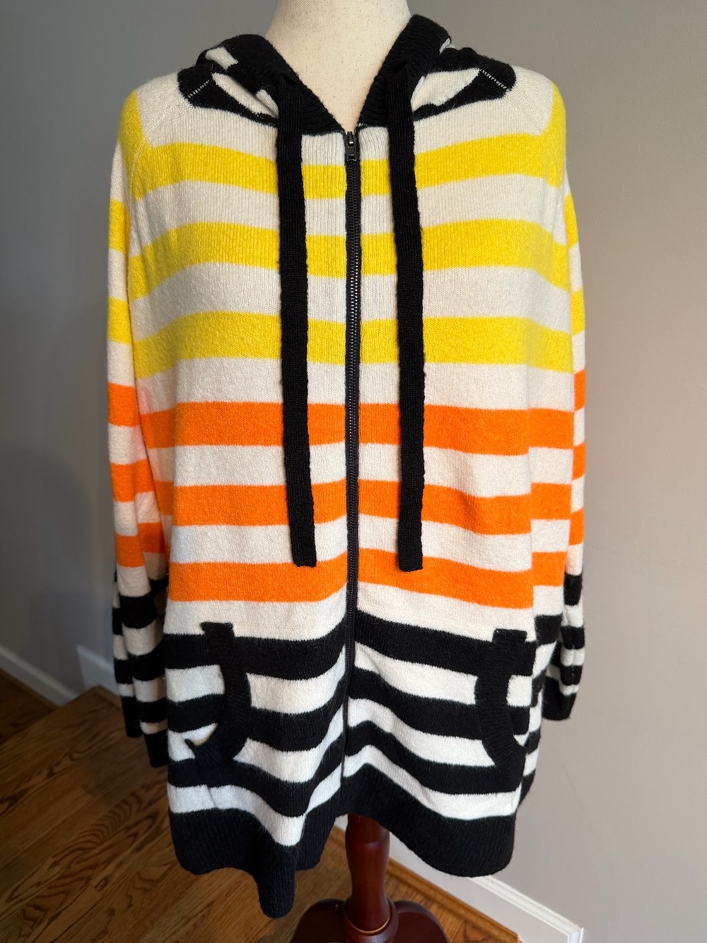 Torrid Black/Yellow/Orange Stripe Zip Cardigan Hoodie - Torrid Size 4 (26, 4X)